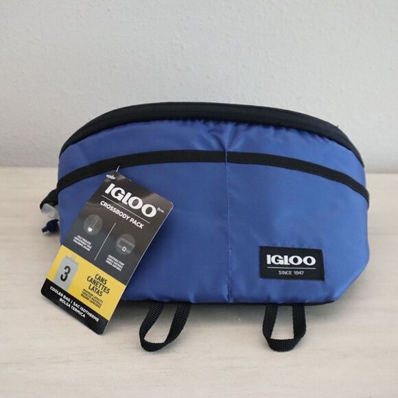 Igloo Blue Insulated Adjustable Belt Fanny Pack Crossbody 3 Can Max. Cooler Bag - Picture 9 of 9